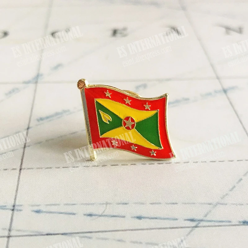 GRENADA  National Flag Embroidery Patches Badge Shield And Square Shape Pin One Set On The Cloth Armband   Backpack  Decoration