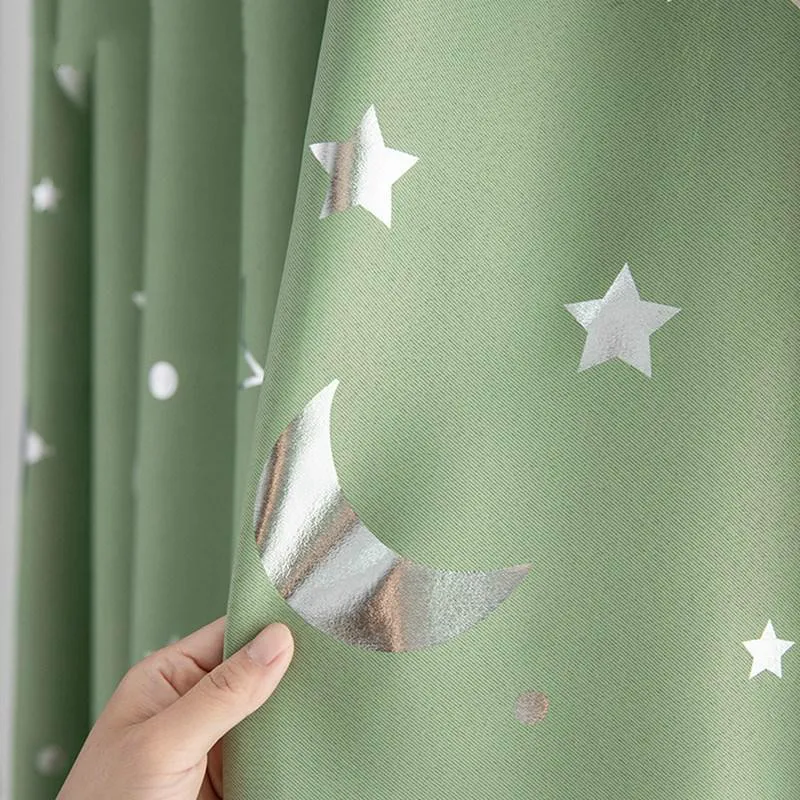 Shiny Pink Star Moon White Sheer Tulle Window Curtains For Living Room Bedroom Modern curtain cloth for Kid Room S007&20