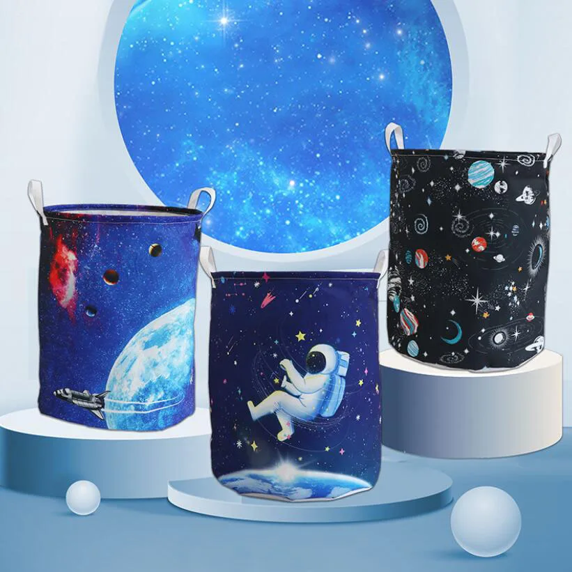 Christmas Waterproof Laundry Hamper Portable Starry sky Clothes Storage Basket Home decoration barrel Folding kids toy organizer