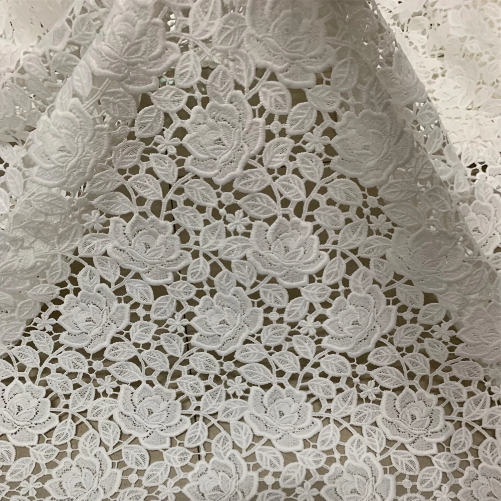 5yards Latest African Water Soluble Milk Silk Lace Fabric For Wedding Dress 2019 High Quality Nigerian Guipure Cord Lace Fabric