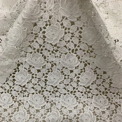 5yards Latest African Water Soluble Milk Silk Lace Fabric For Wedding Dress 2019 High Quality Nigerian Guipure Cord Lace Fabric