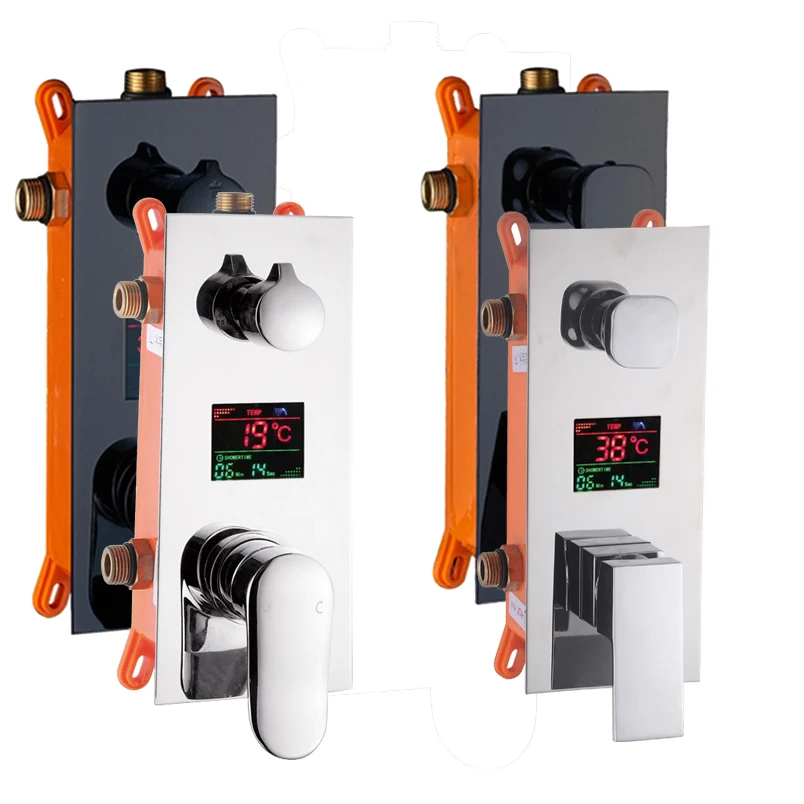 Imagem -04 - Tecnologia Digital Fixado na Parede ou Vias Preto ou Chrome Chuveiro Mixer Válvula de Controle com Display Bathmixer Chuveiro Alta