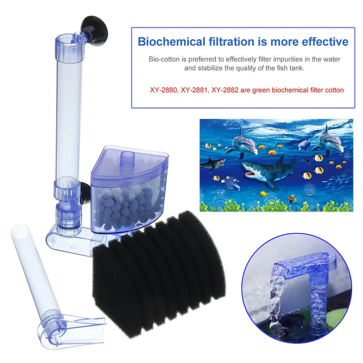 Biological sponge filter for aquarium, shrimp pond air pump, biochemical filter, noiseless foam aquarium accessories