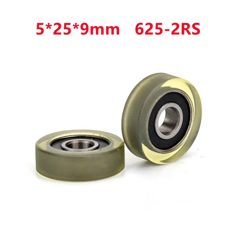 10pcs/50pcs 5*25*9mm Polyurethane PU 625RS Drawer Showcase Low Noise Roller Bearing Friction Pulley 5x25x9mm