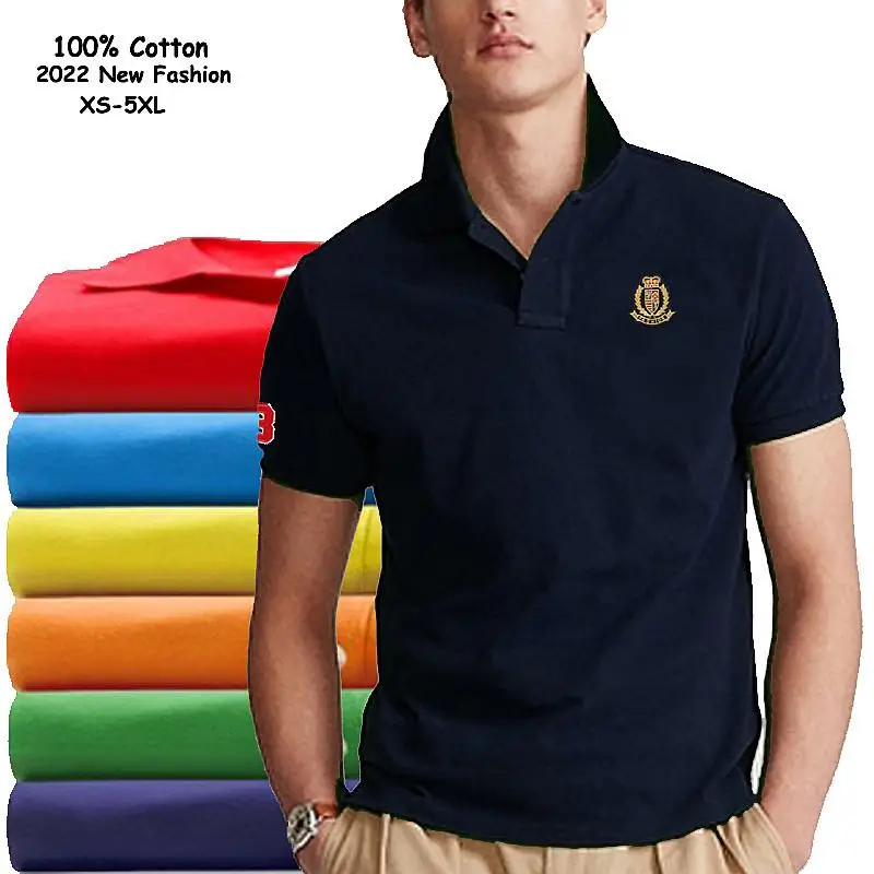 100% Cotton Top Quality Summer New-Design Men\'s Polo Shirts Casual Short Sleeve Polos Hommes Shirt Fashion Clothing Tops XS-5XL