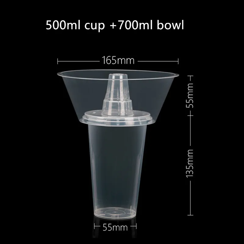 25pcs Net red disposable milk tea hot pot cup fruit tray steak cup drink juice snack cup 500ml 700ml packaging clear plastic cup