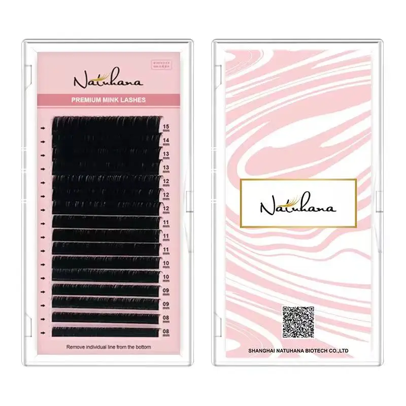 NATUHANA 8-25 Mixed 16Rows Fake Eyelash Extension Maquiagem Cilios Postiço Individual False Eyelashes Supplies Silk Mink Lashes