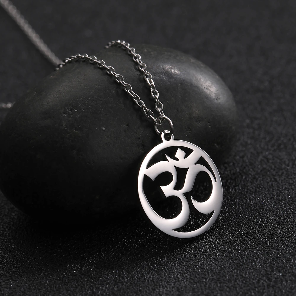 Cazador Buddhism Hindu Yoga Om Pendant Necklaces for Women Men Wholesale Stainless Steel Jewelry Birthday Anniversary Gifts