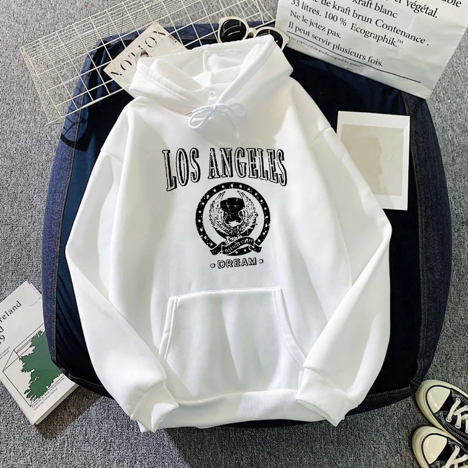 

Los Angeles Dream Print Hoodies Women's Print Long-sleeved Sweatshirt Casual Blouse Pullover Tops Autumn Girls Hoodie Oversize