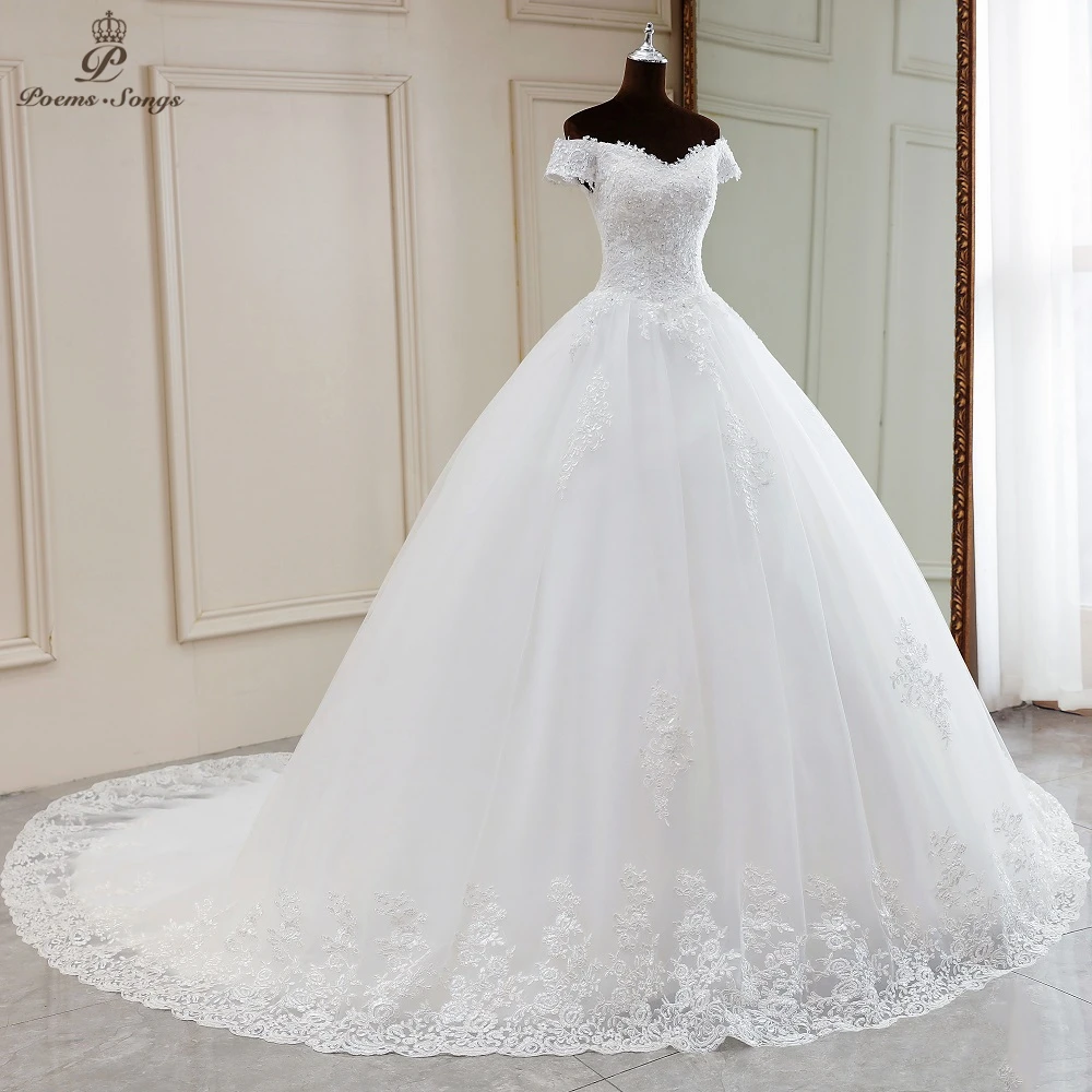 Customized New Elegant Sexy Boat-neck style Beautiful wedding dress marriage dress robe de mariee vestidos de novia wedding gown