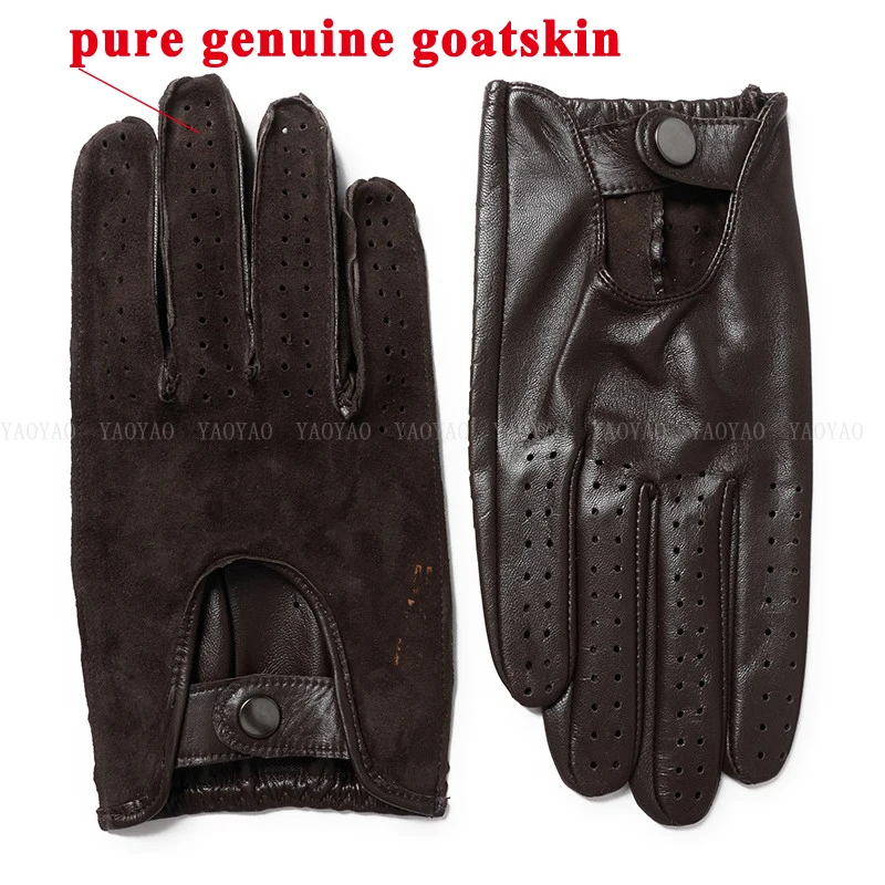 Classic Men Genuine Leather Gloves Male Real Goatskin Full Finger Guantes Pure Color Riding Cycling Luva Black Gym Thin Eldiven