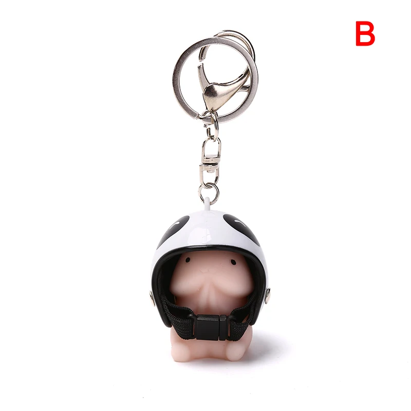 1Set Keychains Dingding Toy Helmet Squeeze Stress Reliever Decompression Sensory Penis Dick Shape Cool Interesting Gift