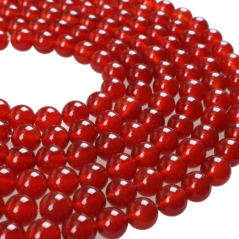 Natural Stone Beads AAA Red Agate Carnelian Round Loose Beads 2 3 4 6 8 10 12 14 16mm For Bracelets Necklace Jewelry Making