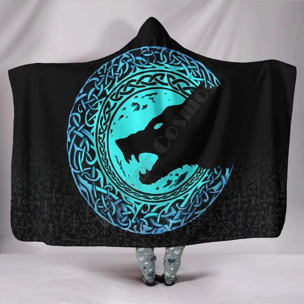 

Viking Hooded Blanket Fenrir Norse Wolf 3D Printed Wearable Blanket Adults For Kids Various Types Hooded Blanket Fleece blanket