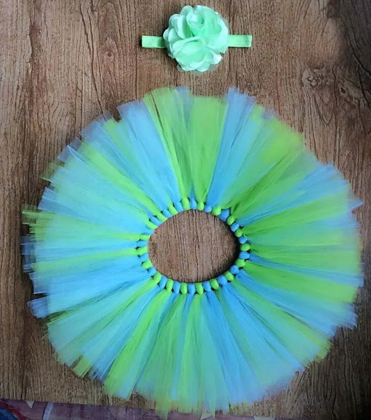 Baby Rainbow Tutu Skirts Infant Girls Tulle Pettiskirts Underskirts Tutus with Flower Hairbow Kids Birthday Party Costume Skirts