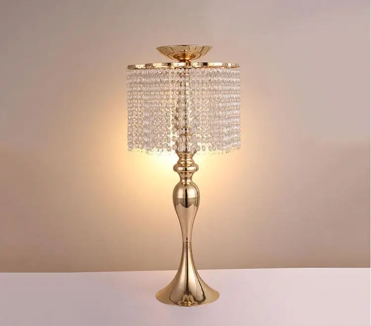 

Crystal Wedding Decoration Centerpieces Wedding Flower Ball Holder Table Centerpiece Vase Stand Crystal Candlestick gold color