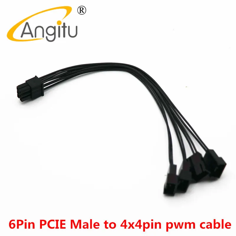 Angitu PCI-E 6Pin Nam Để 4x4Pin PWM Bộ Chia Cáp 22AWG-20CM