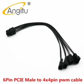Adaptérový kabel Angitu PCI-E 6pin samec na 4x4pin PWM pro rozbočovač ventilátorů 22AWG-20CM 8 nejlepší prodej 6pinový rozbočovač ventilátorů - №1