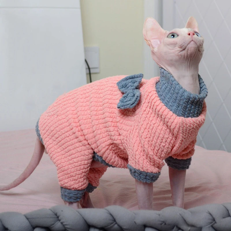 Cat Clothes Winter Warm Soft Cats Warm Hoodies Pajamas Sphynx Cat Costumes Pullover Sphinx Kitten Clothes Cat Supplies For Cats