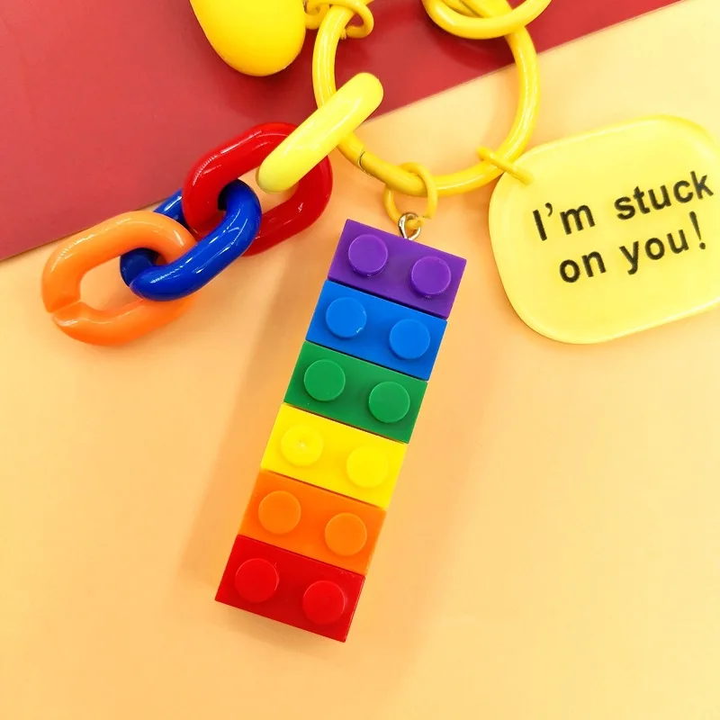 Niedlicher Regenbogen-Baustein, Spielzeug, Ziegel, Herz, Kunstharz, Charms, Anhänger für Ohrringe, Schlüsselanhänger, Dekoration, Modeschmuck, Accessoires – Detail 6