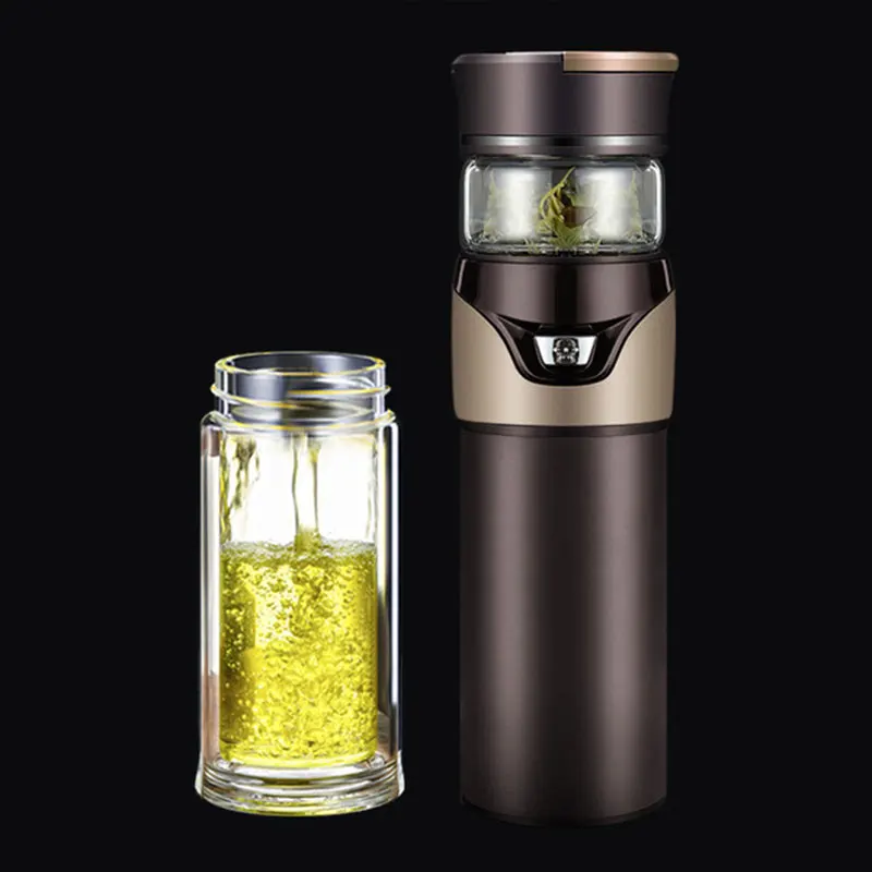 Tea Water Separation Thermos Bottle Stainless Steel Tea Strainer Thermos Infuser Tumbler Vacuum Flask With Tea Filter Two Cover