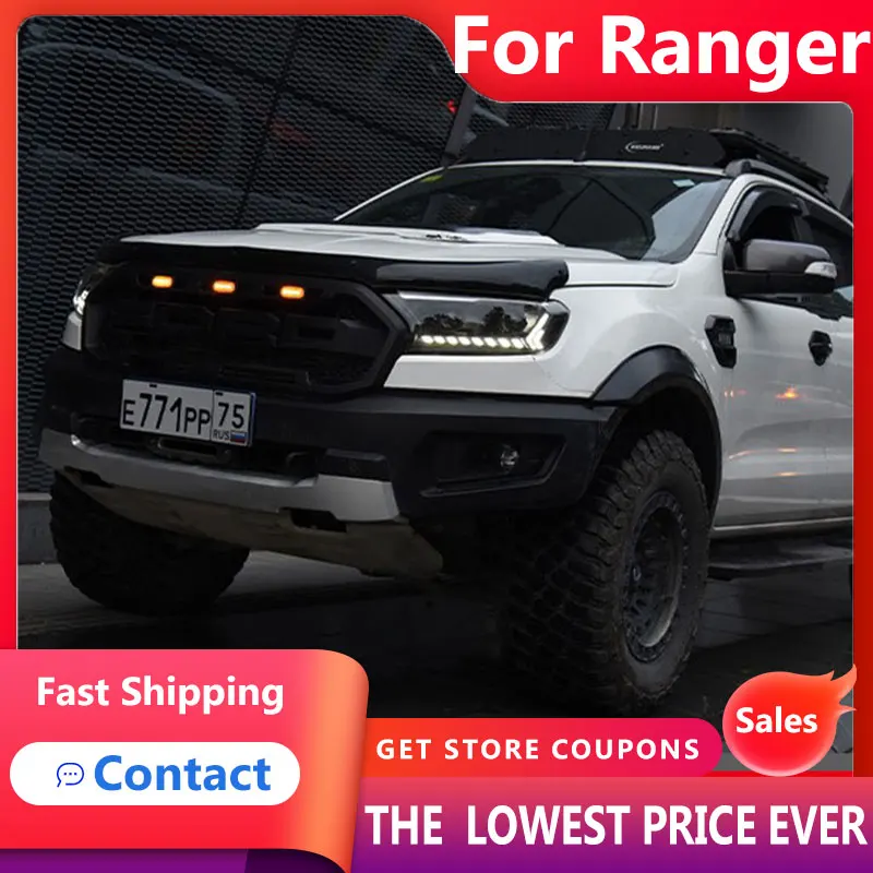 

HANA Far Car FORD Ranger Headlights 2016-2020 DRL Day Running Light LED Bi Xenon Bulb Fog Lights Car Accessory Everest Head Lamp