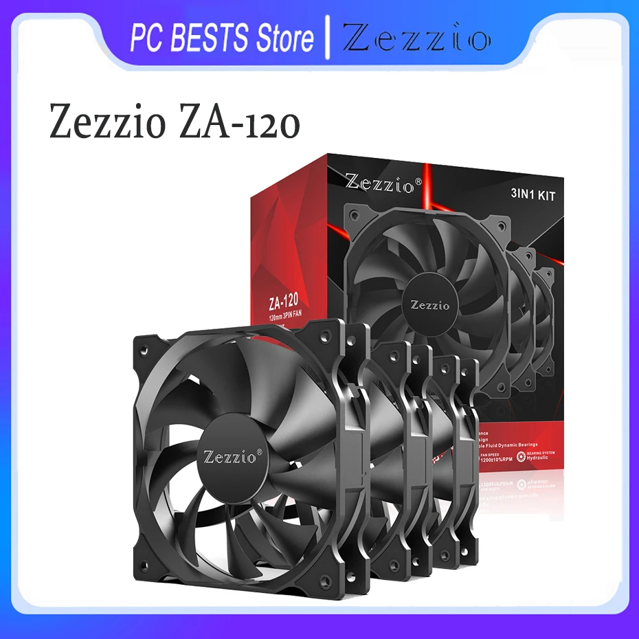 

ZEZZIO ZA-120 3in1 CPU Case Fans Quiet Cooler Fan 3PIN and molex port 12cm Computer Case Cooling fan