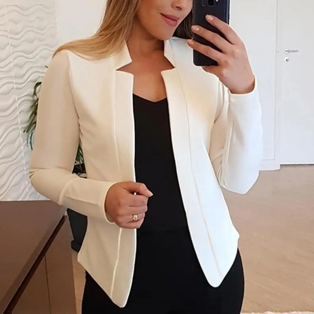 Kurtka Plus rozmiar cały mecz poliester wokół szyi Vintage elegancki Business Casual bluza z długim rękawem kurtka dla biura