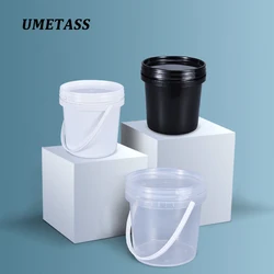 Empty 1L plastic bucket with Lid Food Grade storage container for candy,honey,water Leakproof Polypropylene pail 10PCS