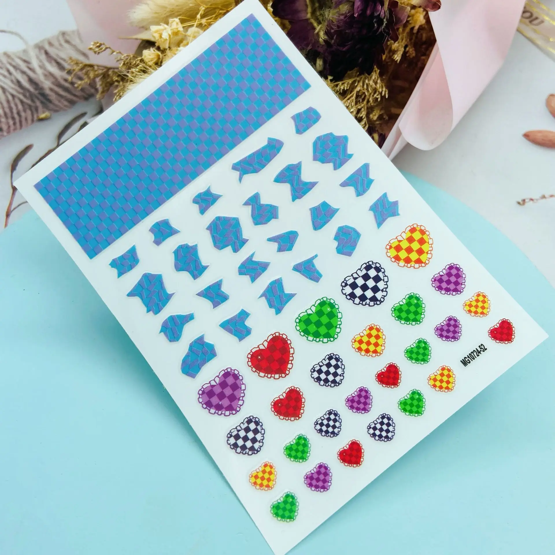 Japanse Stijl Mode Nieuwe Aankomst 3d Diy Nail Stickers Dunne Licht Traceless Clored Plaid Droog Nail Decals Manicure Nail Folies