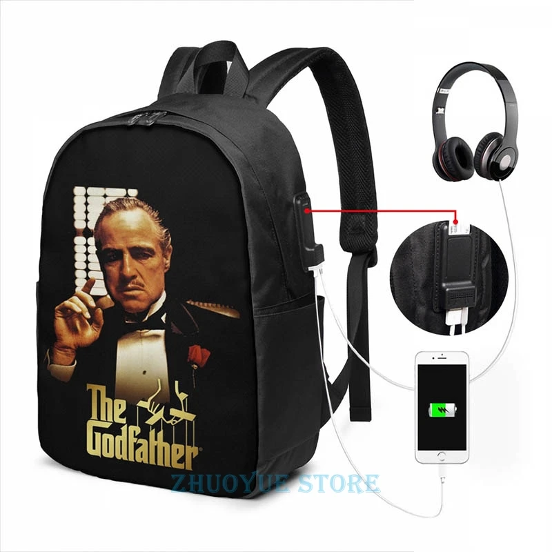 the godfather - I think fashion is a lot of fun. I love clothes. USB Charge Backpack men School bags Travel laptop bag