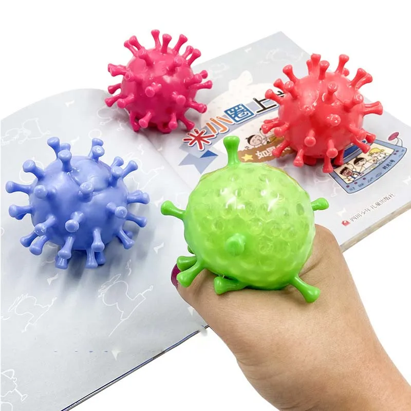 Bola de colores con forma de Virus para niños y adultos, juguete antiestrés de 7,5 cm de diámetro para masaje