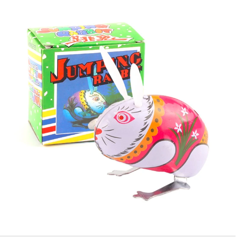 Kids Classic Nostalgic Tin Wind Up Clockwork Toys Jumping Frog Mouse Rabbit Cock Vintage Toy Action Figures Toy For Children