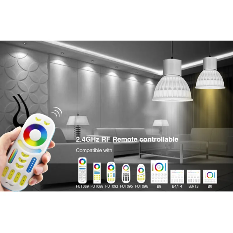 Imagem -03 - Miboxer Fut103 4w Gu10 Rgb Mais Cct Lâmpada Led sem Fio 2.4g com Controle Remoto Lâmpada Embutida para Quarto e Restaurante