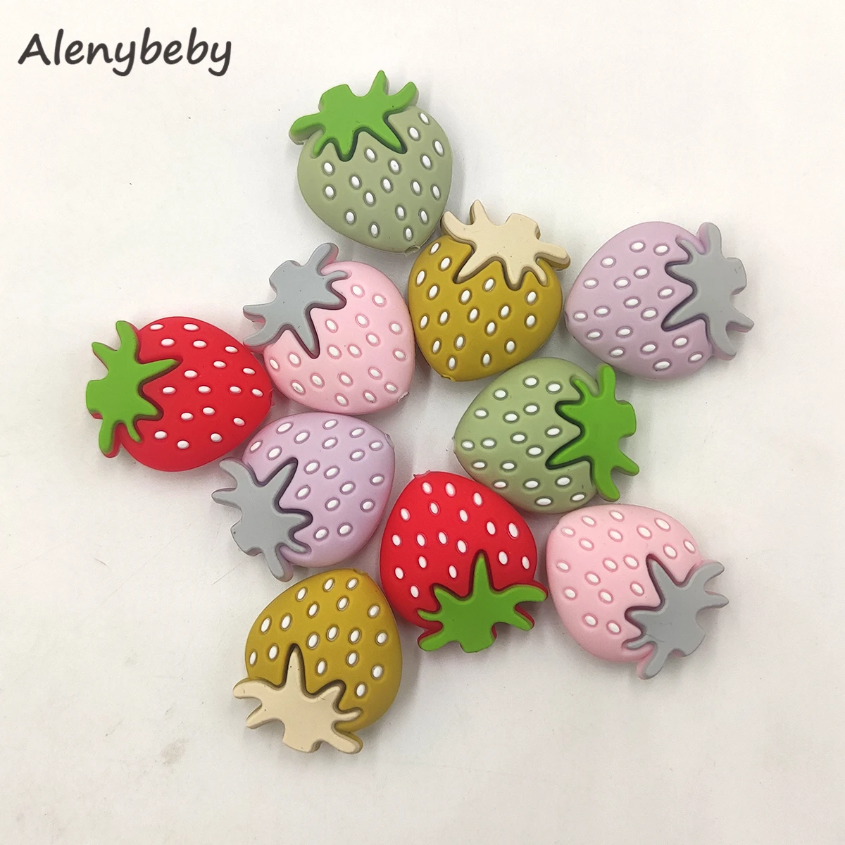 Silicone Strawberry beads Food Grade Silicone fruit Teething Bead Baby Silicone Chewable Beads DIY Children\'s Necklace Pendant