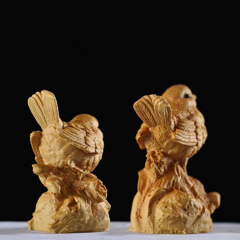 

Double Love Birds Boxwood Carving - Modern Chinese Home Decor, Housewarming & Wedding Gift