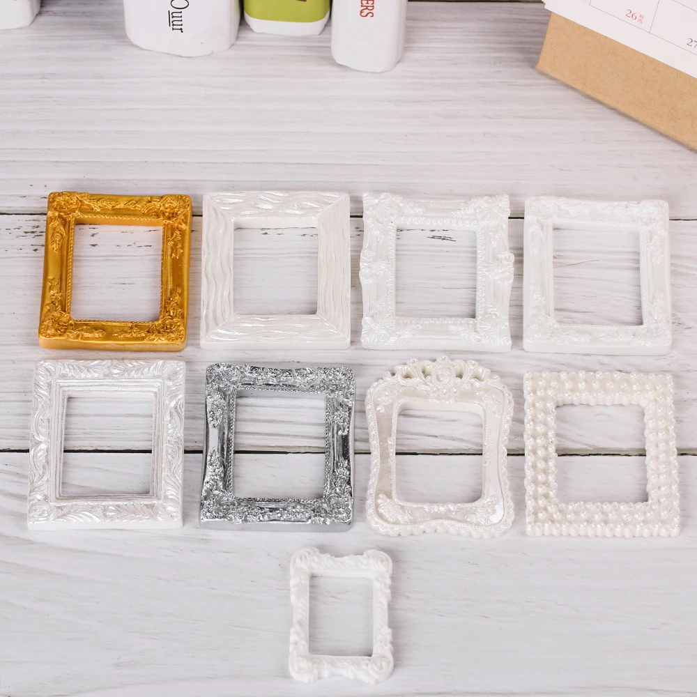 2Pcs 1/12 Mini Resin Photo Frame Simulation Furniture Model Toy  Dollhouse Miniature Accessories Doll House Decoration