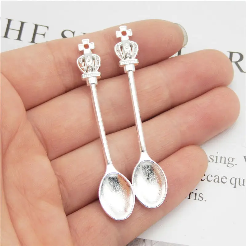 12Pcs Fashion Crown Spoon Charms Jewelry Findings earrings necklace Home Tools Metal   Alloy Accessories DIY CrossColor