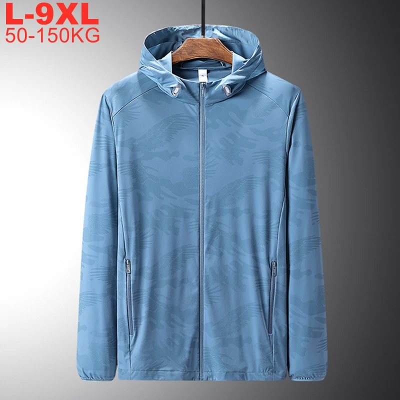 Large Size 9xl 8xl 7xl 6xl 5xl Ultra-light Skin Coats Male Quick Dry Hooded Jackets Men Waterproof Sun Protection Windbreakers