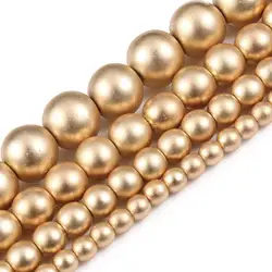 2/3/4/6/8mm Natural Matte Light Gold Color Hematite Stone Round Loose Beads Jewelery Making Supplies DIY Bracelet Necklace Gift