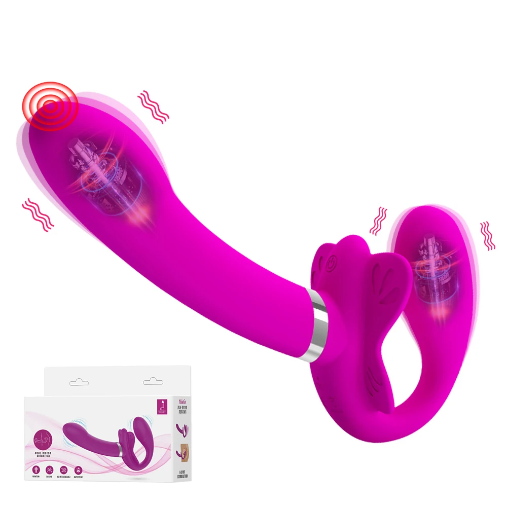 Strapless Strap-on Dildo Vibrators For Women 12 Speed Vibrating Double Penetration Strapon Vibrator Lesbian Sex Toys for Couples