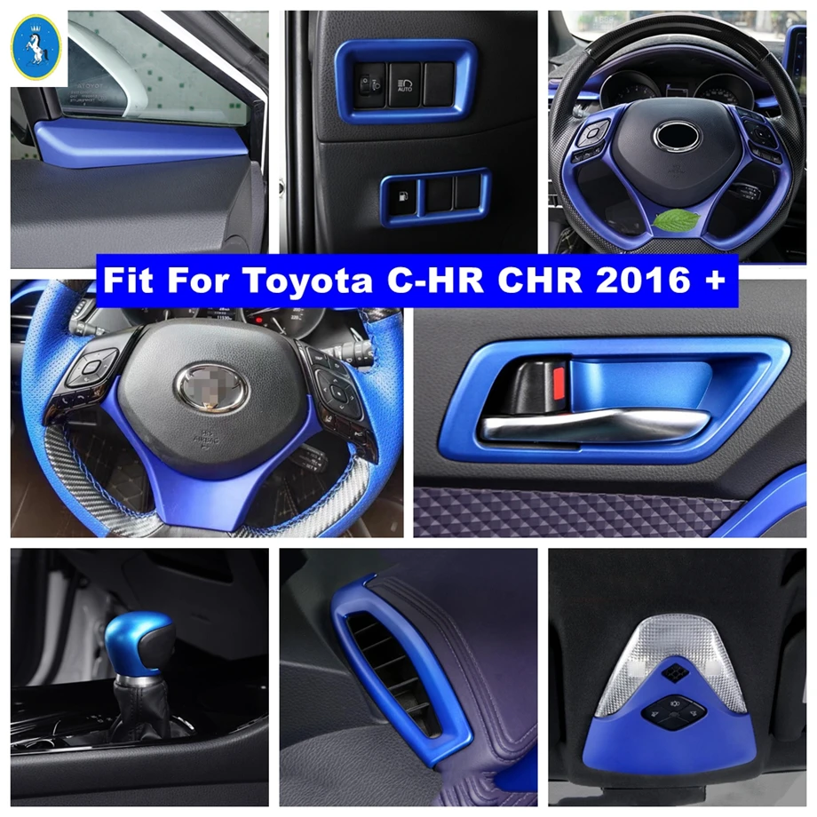 

Pillar A Steering Wheel Air handle Bowl Lights Control Panel Cover Trim For Toyota C-HR CHR 2016 - 2022 Blue Interior Refit Kit