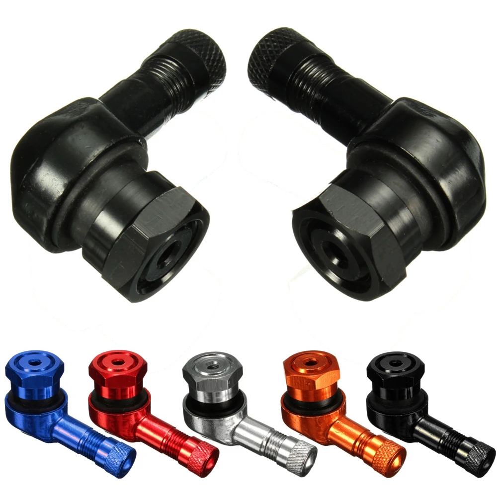 2Pcs/Set Motorcycle Valve Stems Rim 90 Degree Angle Aluminum Alloy Valve Wheel Tire Tubeless Valve Caps For Rim Wheel Parts