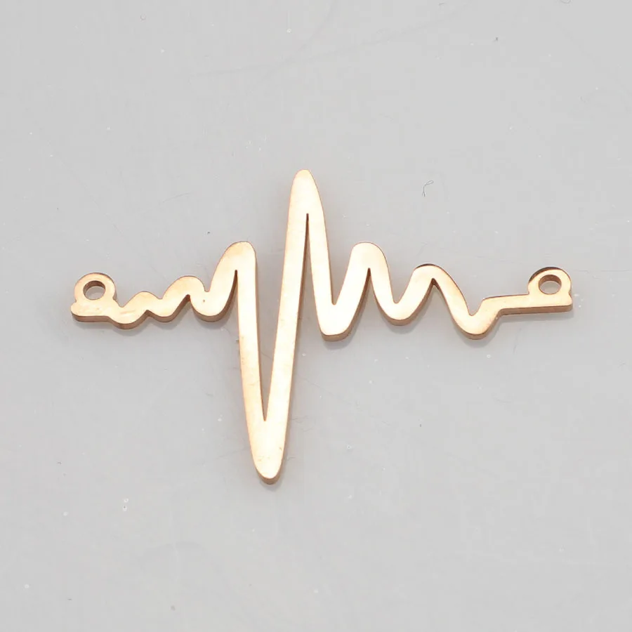 5PCS/lot New Style Stainless Steel Electrocardiogram Charms For Jewelry DIY Makings Charm Pendant Handmade Accessories