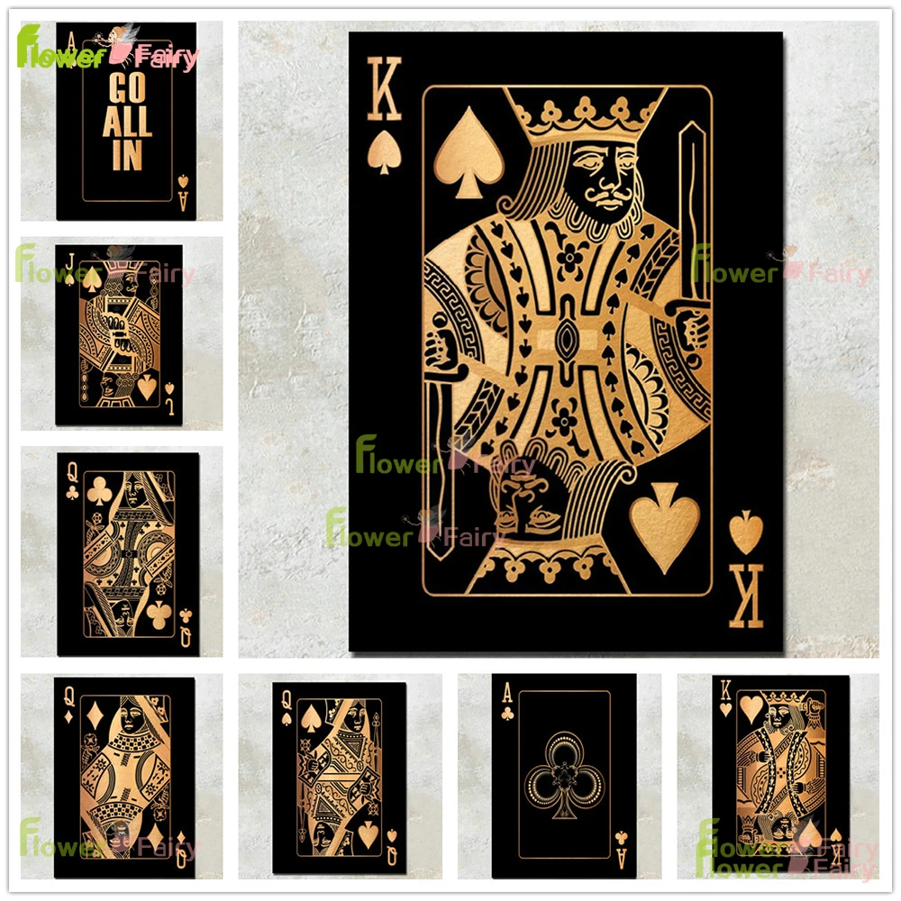 

Yellow Poker Queen and King Wall Art,Canvas Painting, Nordic Poster Picture, Wall Pictures for Living Room,Home Decor, Unframed