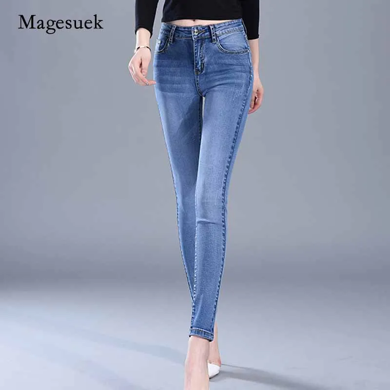 

Woman Skinny Denim High Waist Trousers Black Blue Stretch Elegant Washed Jeans Fashion High Elastic Pencil Jeans Female 10859