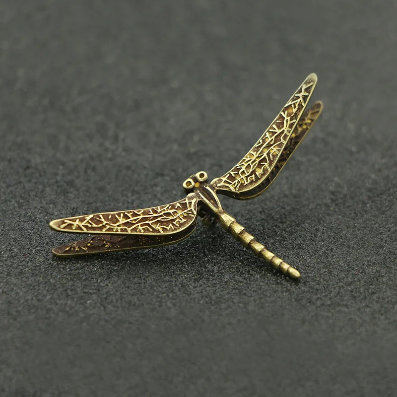 Handmade Pure Copper Chinese Style Art Dragonfly Figurines Miniatures Home Garden Decoration Creative
