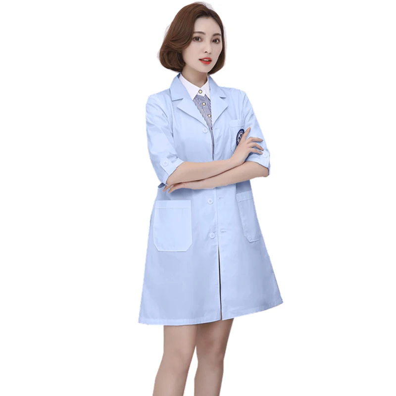 Bata de laboratorio blanca coreana para mujer, vestido de trabajo para hospital, uniforme de salón de belleza de ventas de Cirugía Cosmética coreana