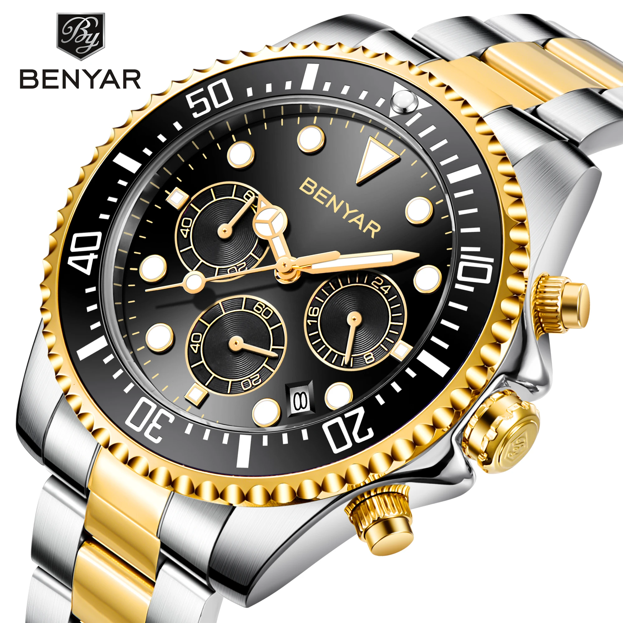 

2020 BENYAR Fashion Mens Watches Stainless Steel Top Brand Luxury Sport Chronograph Quartz Watch Men Watch Relogio Masculino