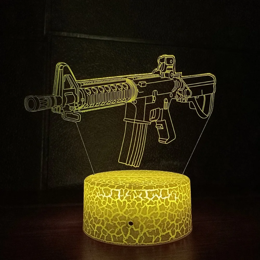 

Game Rifle 3d Led Night Light Gaming Desktop Room Decoration Game Atmosphere Light Table Lamp Birthday Christmas Gifts for Boys